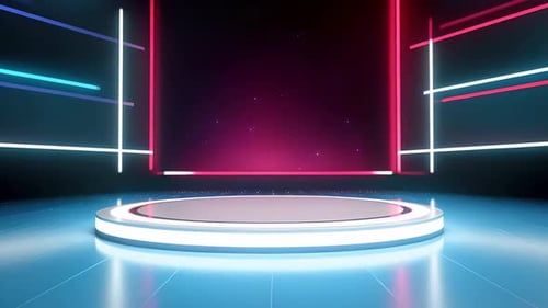 Futuristic Neon Glowing Podium Virtual Stage Background