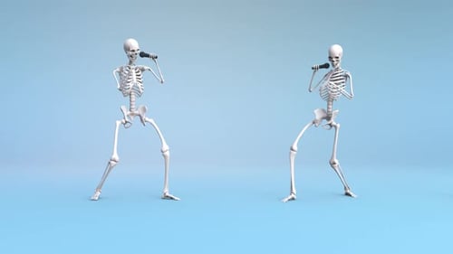 Animated 3D Skeletons Dancing and Singing with Microphones