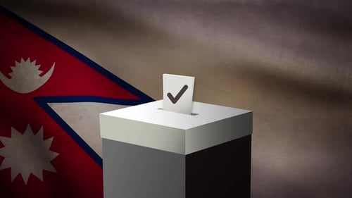 Casting vote into the ballot box during Nepal election