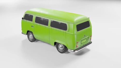 Yellow Camper Van Rear View Animation