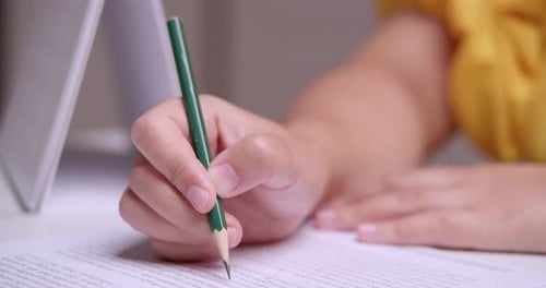 Underlining some of the words in the passage for better understanding, as the woman is doing the pro