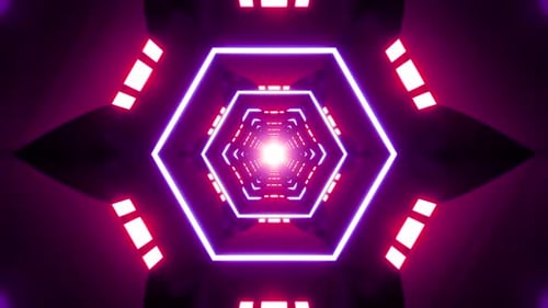 Vj Loop Flashing Neon Lights Tunnel