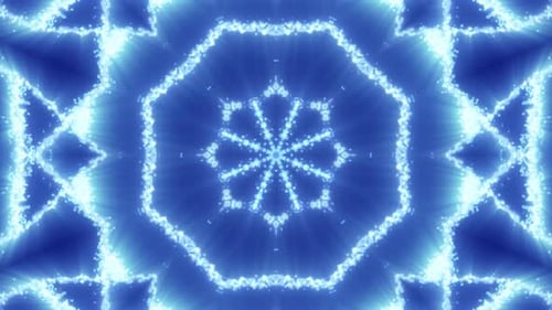Blue Glowing Geometric Kaleidoscope Abstract Background Loop