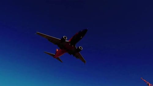 Jet airliner landing on runway.