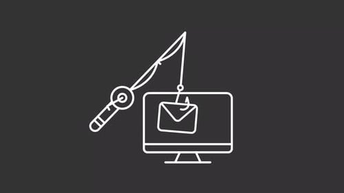 Phishing Attack Concept Animation with Fishing Rod and Email