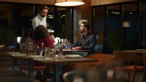 Romantic Dinner Date at Night Restaurant
