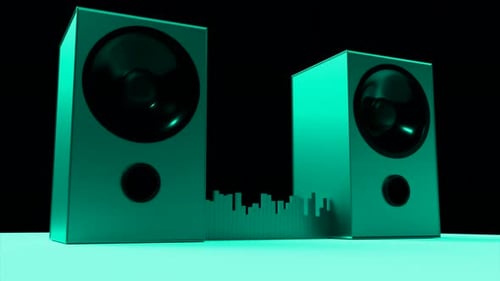 Animated Stereo Speakers with Audio Equalizer Display