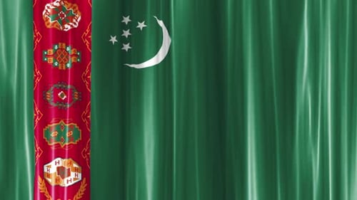 Turkmenistan Flag Waving Fabric Background Animation