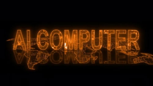 Glowing AI Computer Text Over Digital World Map