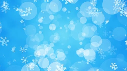 Christmas Winter Snowflake Background Blue Loop V5