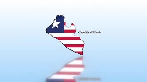 Animated 3D Map of Liberia with National Flag