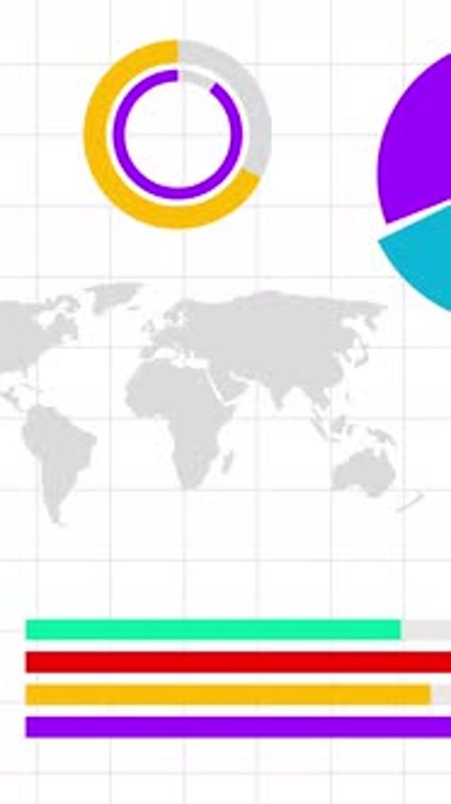 Animated Flat Design Infographic Charts and World Map