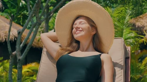 Happy Woman Enjoy Outdoor Nature on Summer Beach Holiday Vacation