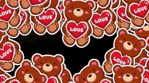 Animated Love Bear Decorative Frame Element