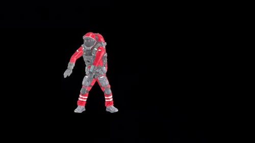 Roter Anzug Astronaut Robot Dance