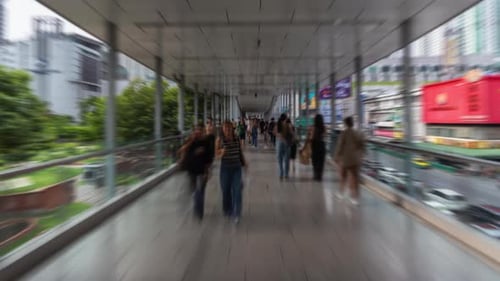 Hyperlapse of Crowded people Walkway in Bangkok