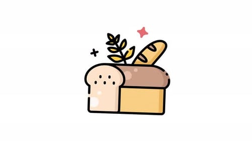 icon animation Of a loaf of bread and a baguette.