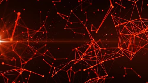 Fondo futurista abstracto con plexo de líneas, puntos y triángulos, tecnología digital