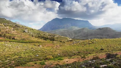 Agricultural field on mountain landscape