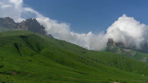 Mountains and Hills with Swirling Clouds
