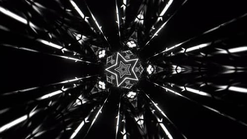 White Neon Fast Star Shaped Tunnel Background Vj Loop In 4K