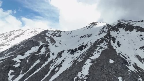 Epic Peaks Unveiled Aerial Perspective of SnowCapped Mountains in Early Spring