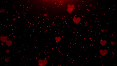 Romantic Red Hearts Floating Upwards Background