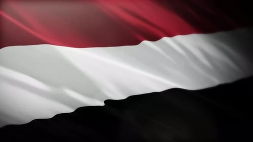 Dynamic Waving Flag of Red White and Black Fabric