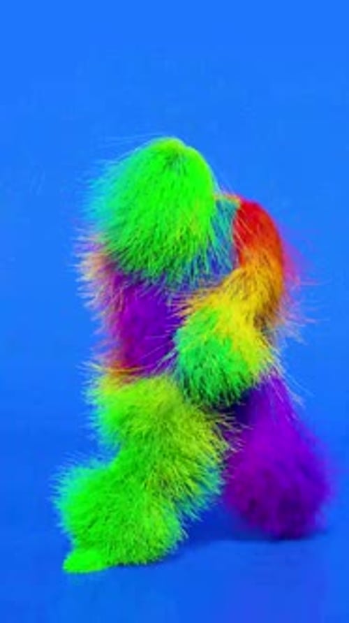 Vibrant Abstract Fluffy Figure Dancing Loop