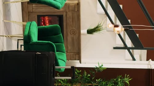 Vertical Video Empty Lounge Area at Hotel Resort