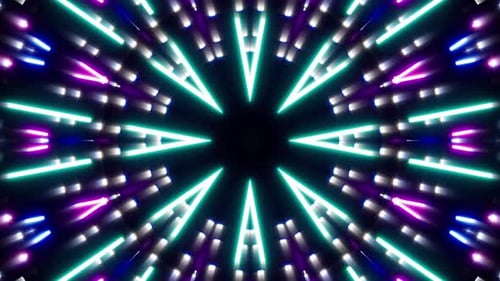 Neon Geometric Light Rays Kaleidoscopic Loop