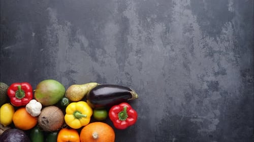 Colorful Fresh Fruits and Vegetables Filling Frame