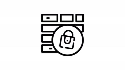 Animated Firewall Data Security Lock Icon