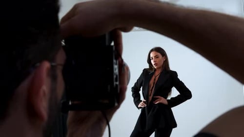 Fashion Model Posing in Studio for Photoshoot