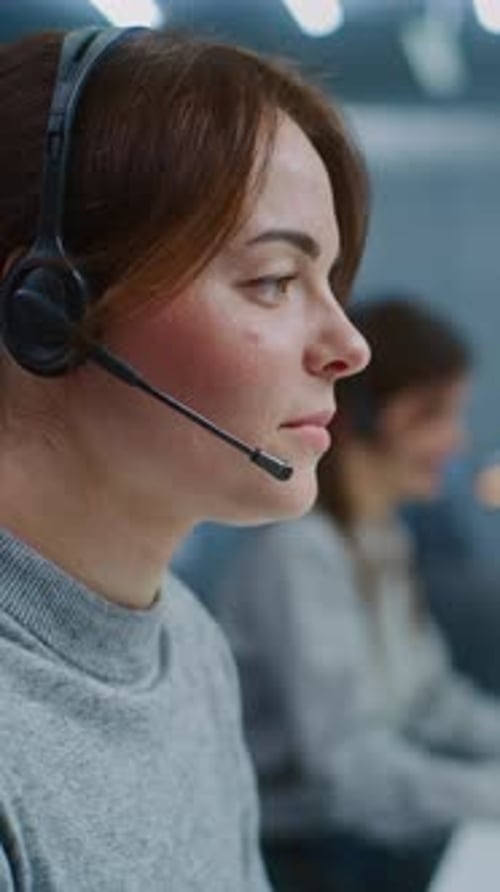 Woman Working in a Call Center