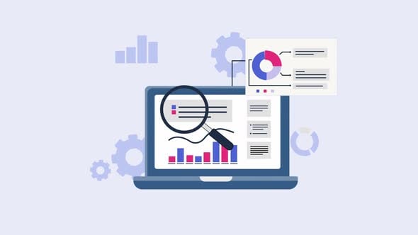 4K Graphs Information Report Analysis on Laptop Concept Animation Video ...