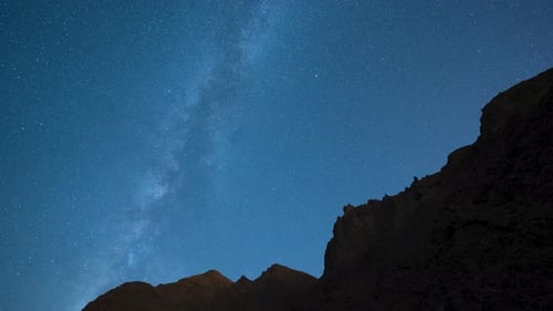 Stars and Clouds over Rocky Mountains at Night