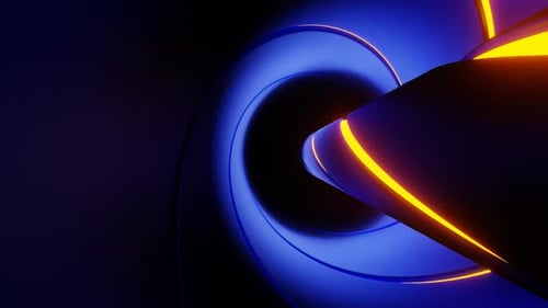 Orange On Blue Neon Glowing Spiral Descent Background Vj Loop In HD