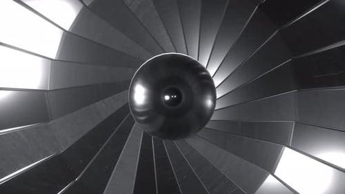 Closeup Turbine Engine Frontend Fan