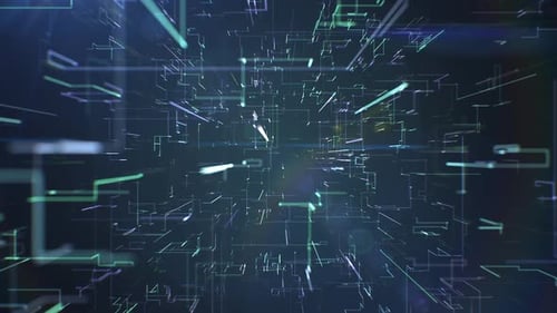 Futuristic Digital Network Grid Tunnel Animation