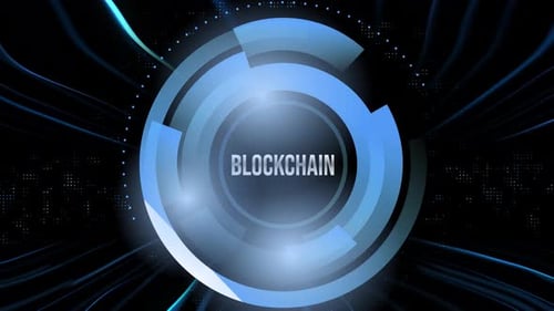 Blockchain Hi-Tech Glitch Title With Wavy Lines