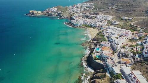 Aerial view of San Jose, a small town along the coast near Almeria, Spain.