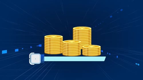 Animated Gold Coins Growth Chart with Progress Bar