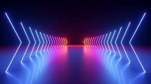 Neon arrows glowing with pink red blue gradient