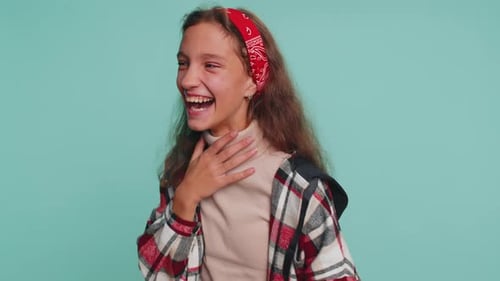 Teen Girl Laughing and Smiling Cheerfully