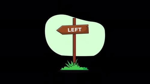 Wood Stake with Left Direction Signs Arrows Animation Video - Transparent