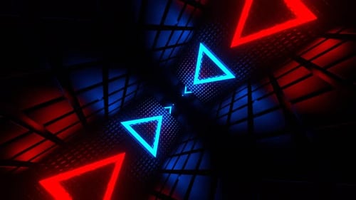 Red And Blue Neon Area Corridor With Rotation Background Vj Loop In 4K