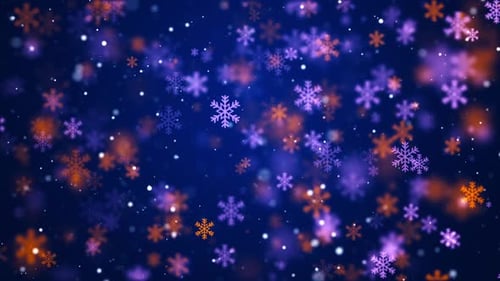 Animated Geometric Snowflakes Falling Background for Winter Holidays