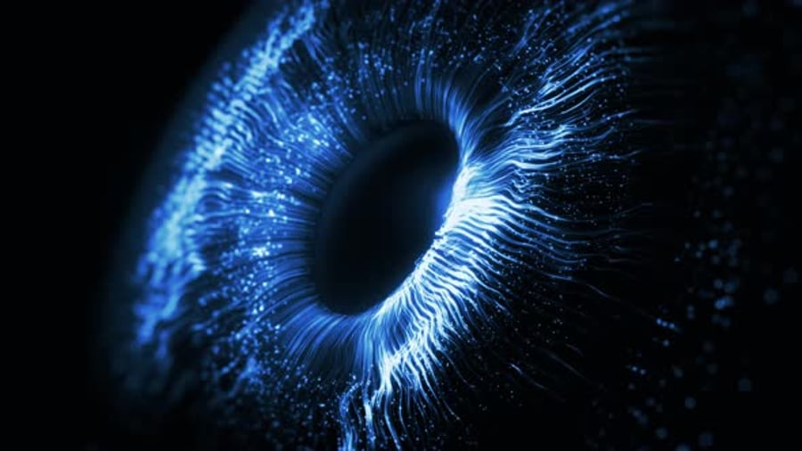 Digital Eye Iris Connections Blue Color, Abstract Iris explosion ...