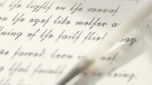 Close Up of Old Handwriting with Quill Pen